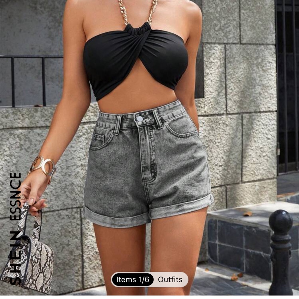 Adorable black/gray denim shorts